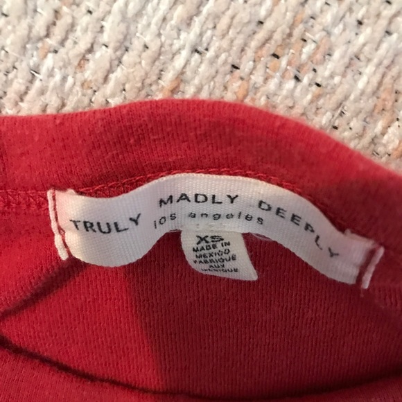 UO Truly Madly Deeply Striped Red Crop Top - Picture 2 of 4
